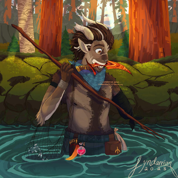 Stylized Halfbody with Detailed BG Example